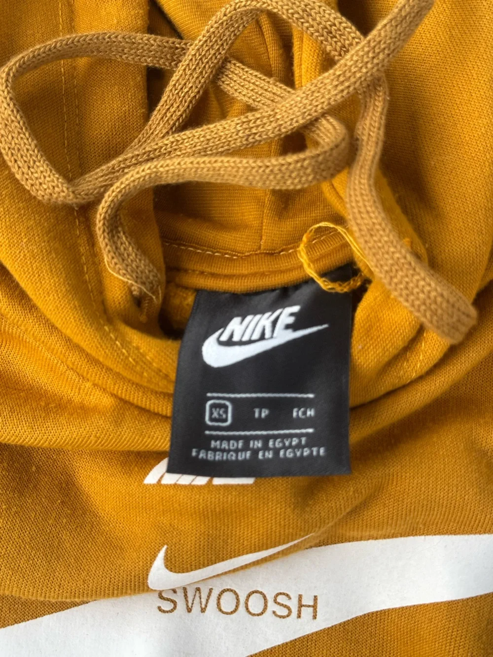 Nike Kids Mustard Yellow Sweatshirt Hoodie with White Swoosh